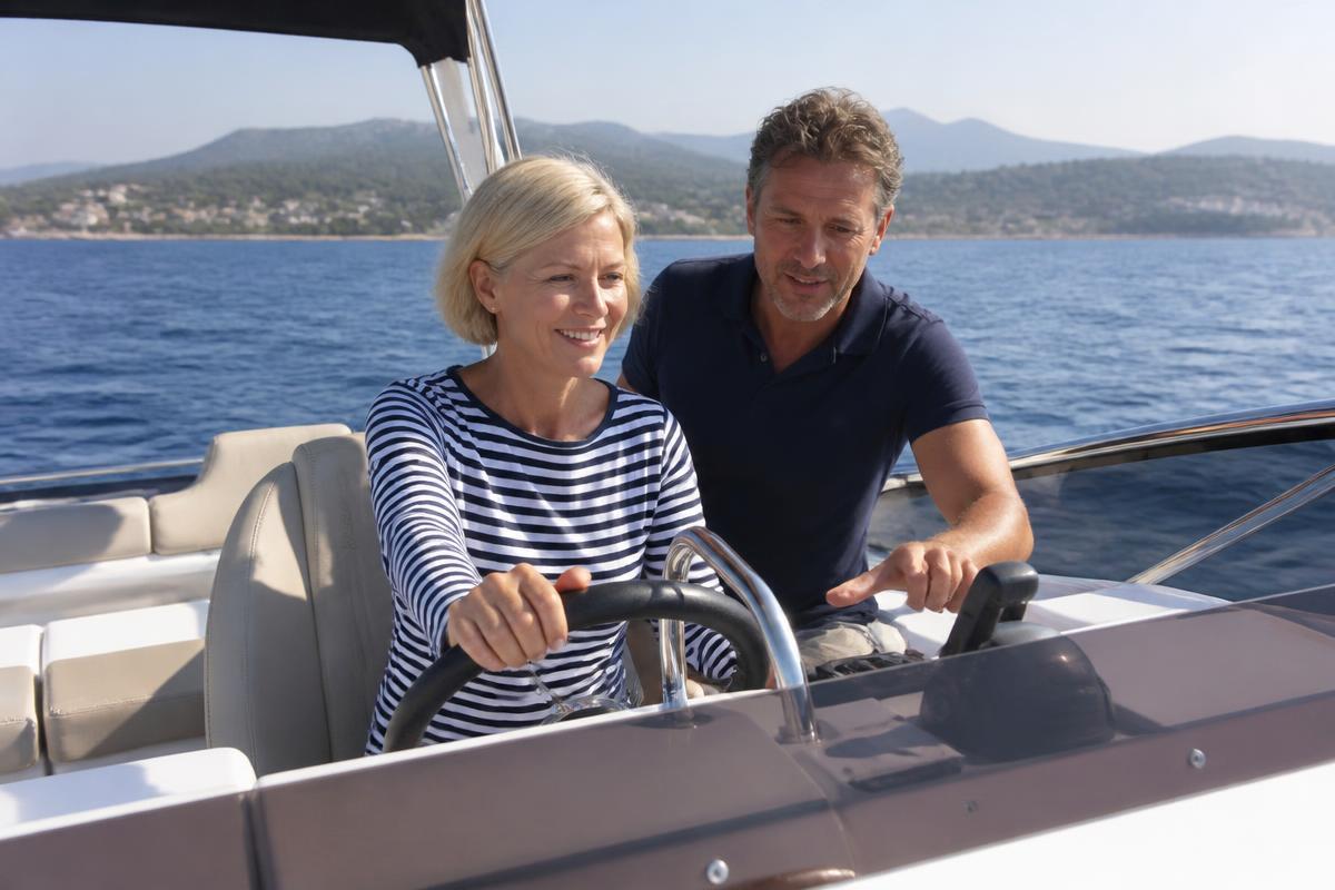 Skipper Refresher auf einem Motorboot auf Mallorca